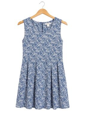 Petite Blue Floral Fit & Flare Dress P/L Sleeveless Cottagecore Garden Brunch